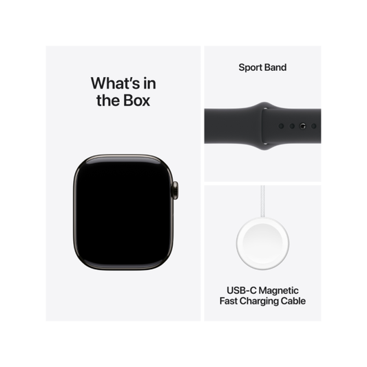 Apple Watch Series 10 Slate Titanium Case with Black Sport Band