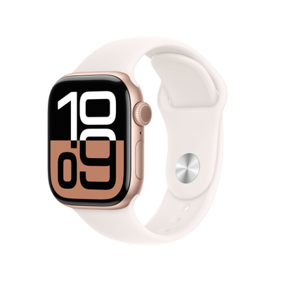 Apple Watch Series 10 Rose Gold Aluminium Case with Light Blush Sport Band