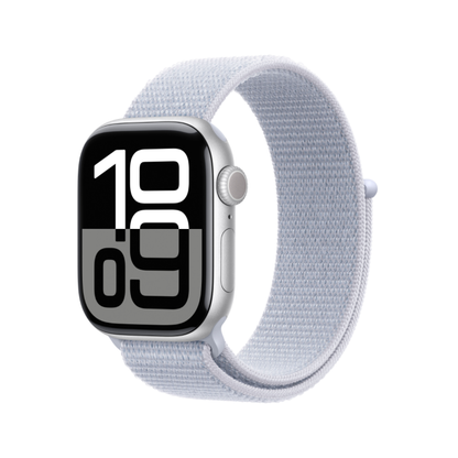 Apple Watch Series 10 Silver Aluminium Case with Blue Cloud Sport Loop