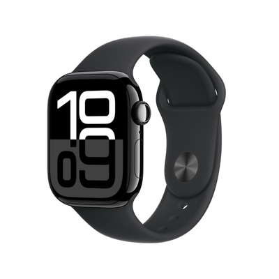 Apple Watch Series 10 Jet Black Aluminium Case with Black Sport Band